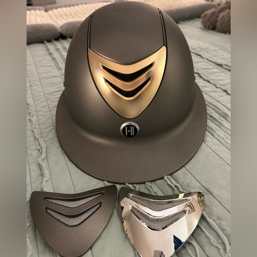 One K CCS Mips Wide Brim Helmet Long Oval Large Matte Grey w/ Rose Gold
